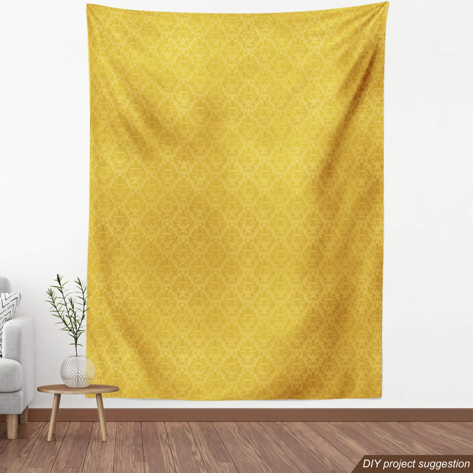 ABAKUHAUS Arazzo giallo e verde, motivo a esagoni punteggiati, tessuto satinato setoso per soggiorno e camera da letto, 220 cm x 274 cm, melanzana e verde acqua pallido