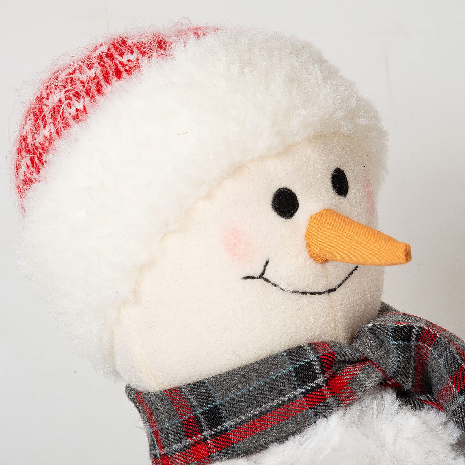 Marwood Simpatico fermaporta decorativo per casa e ufficio, natalizio in tessuto imbottito, fermaporta interno ponderato decorativo per pavimento, pupazzo di neve con cappello rosso