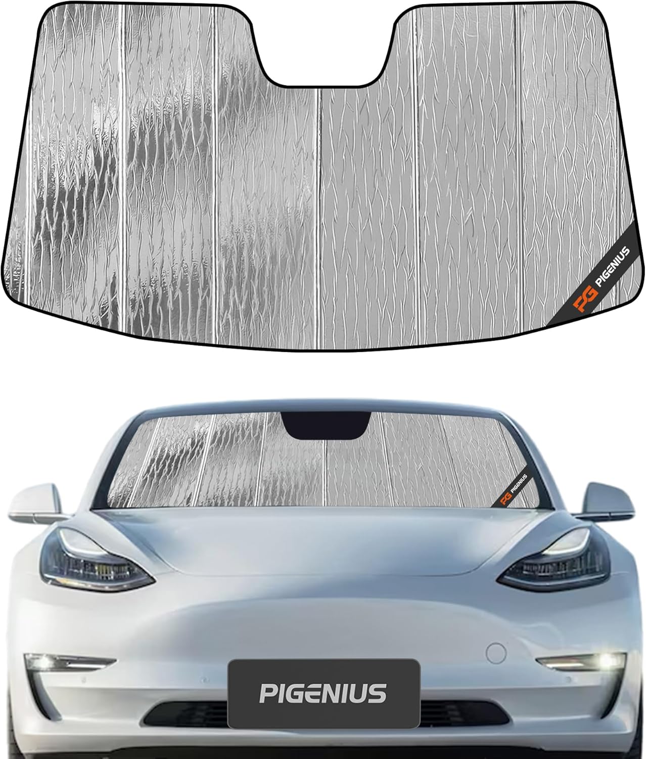 Windshield Sunshade for Tesla Model 3 2018-2025, Model Y 2020-2025 Front Window Shade - AstraGuard Silver(AstraGuard) Model 3/Model Y