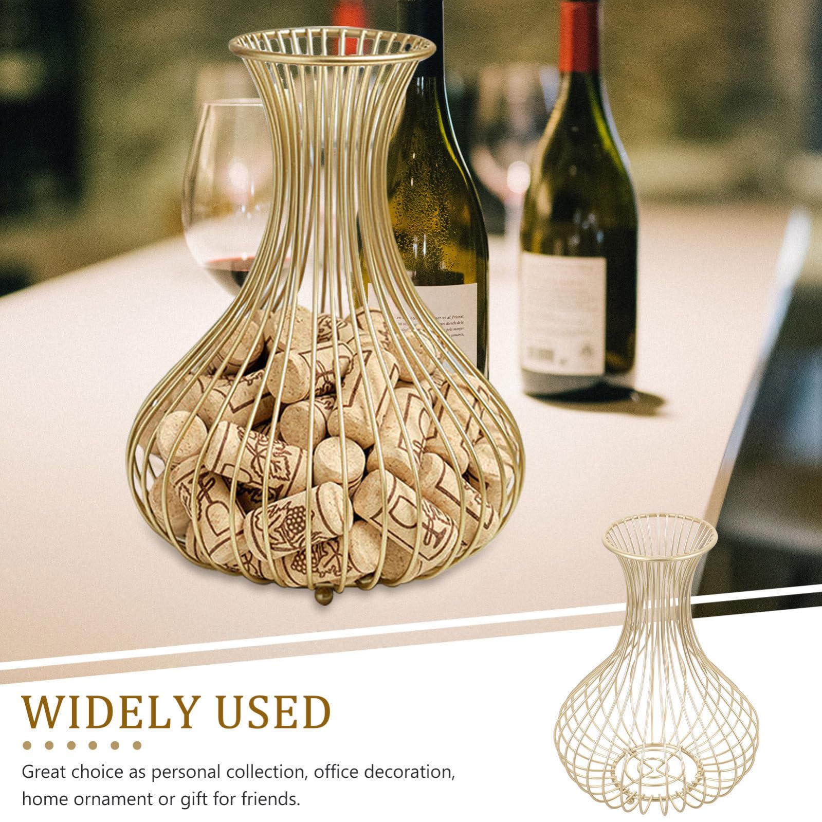 Lurrose Porta Tappi Sughero da Parete in Acciaio al Carbonio Oro Design Cavo Elegante e Moderno per Esposizione e Conservazione di Tappi di Vino Decorazione per Casa