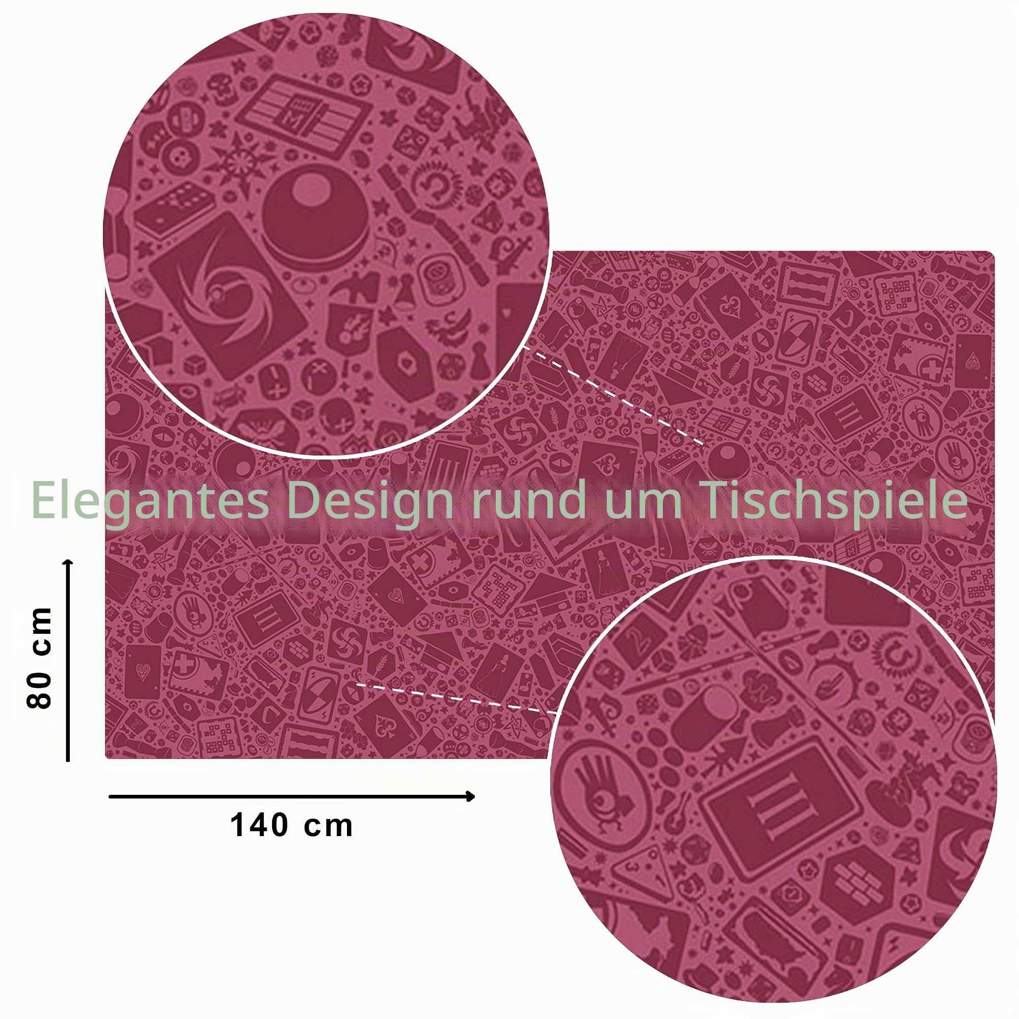 Neoprene Play MAT | spielmatte für Brettspiele, Würfel und Karten | 140 x 80 cm | WASSERDICHT, rutschfest und ROLLBAR (Gaming (Pink))