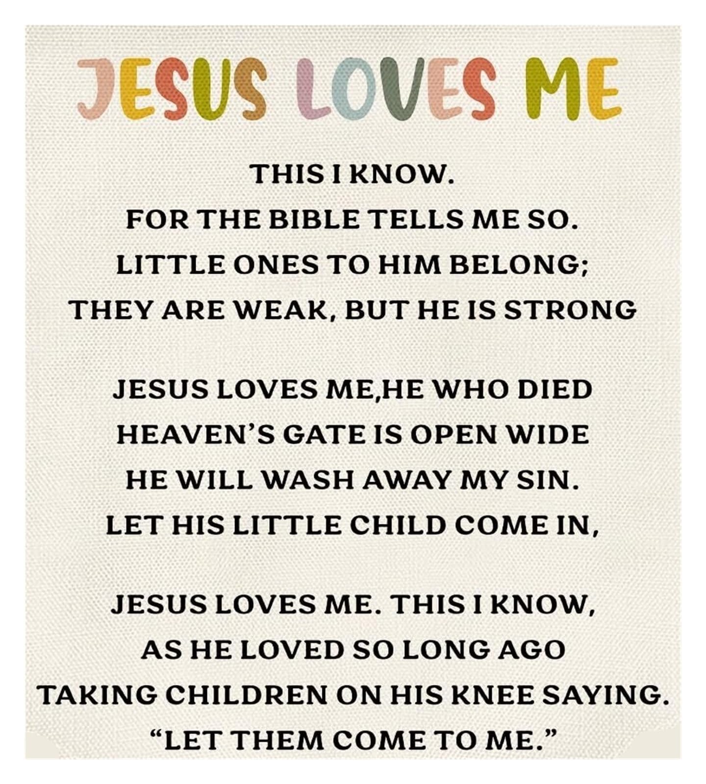 MDBJTCYZN Nursery Bible Verse Canvas - Jesus Loves Me Banner for Toddlers, Religious Sunday School Poster Gift(Unframed,08x12inch(20x30cm))