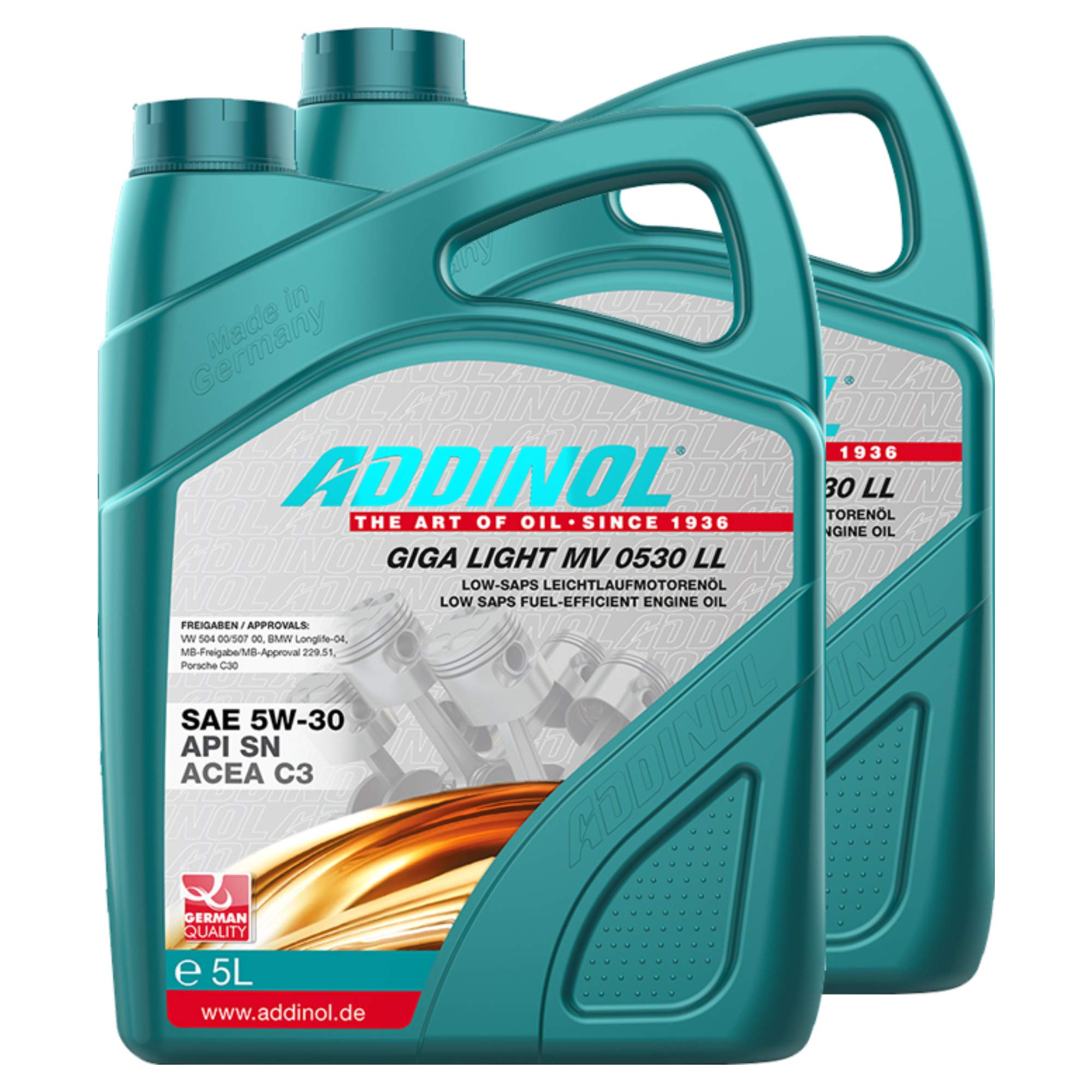 Addinol 2X Motoröl Motorenöl Motor Motoren Motor Oil Engine Oil Benzin Diesel 5W-30 Giga Light Mv 5W30 Ll Longlife 5L