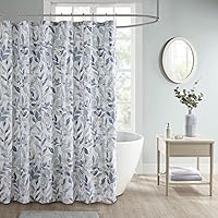 Madison Park Essentials Sofia Shower Curtain 72x72 - Botanical Blue Gray Print, Machine Washable Serene Bathroom Decor