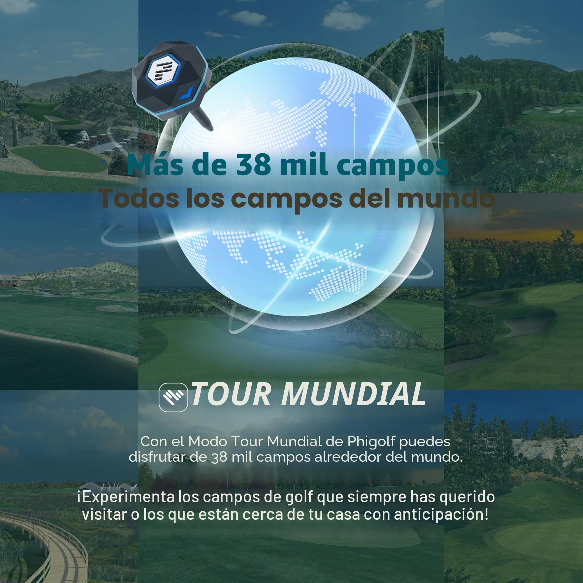 PHIGOLF Phigolf2 Simulador de Golf con Palo Oscilante, Entrenador de Swing con Sensor de Movimiento y Análisis 3D