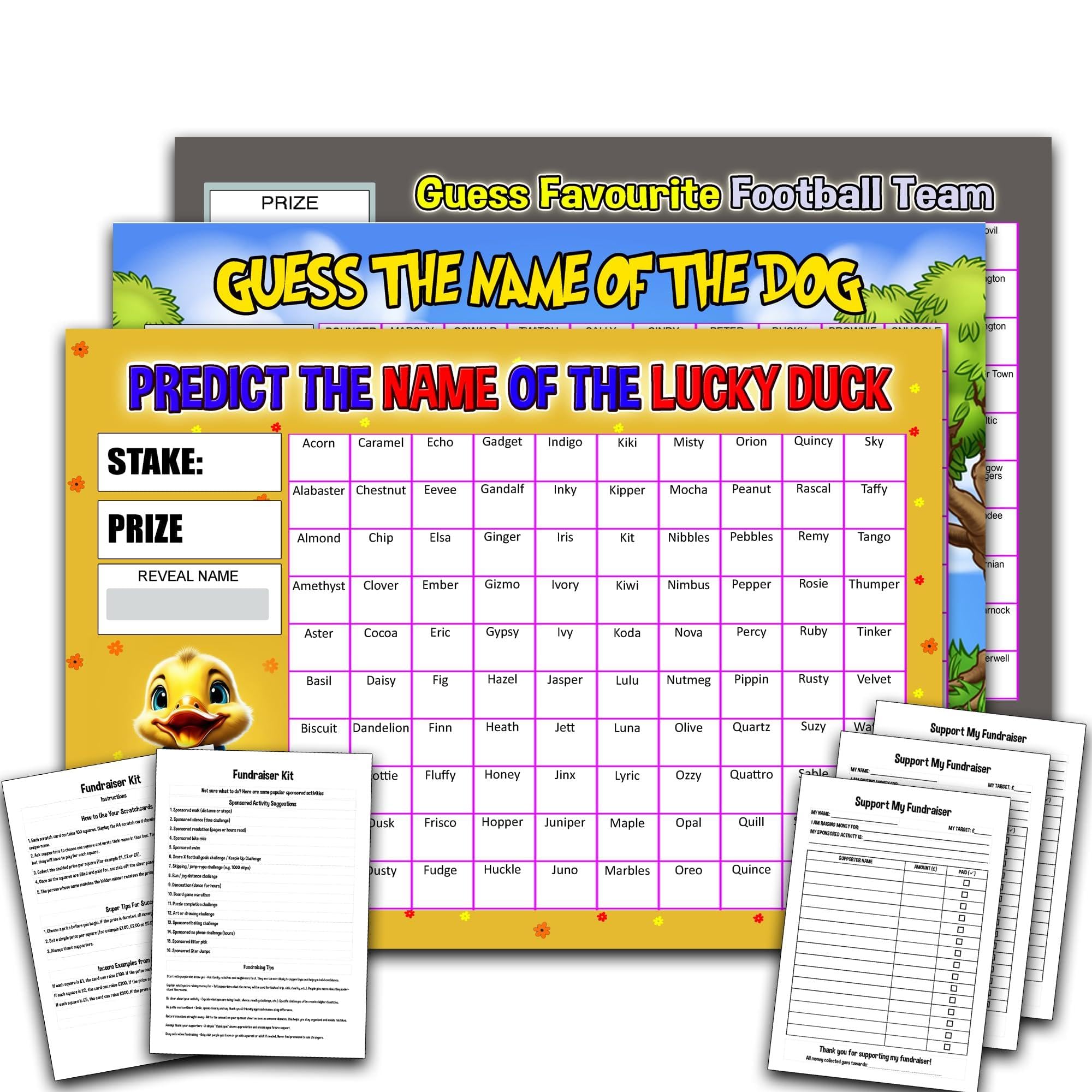 Fundraiser Scratch Card Kit with Sponsor Sheets & Instructions