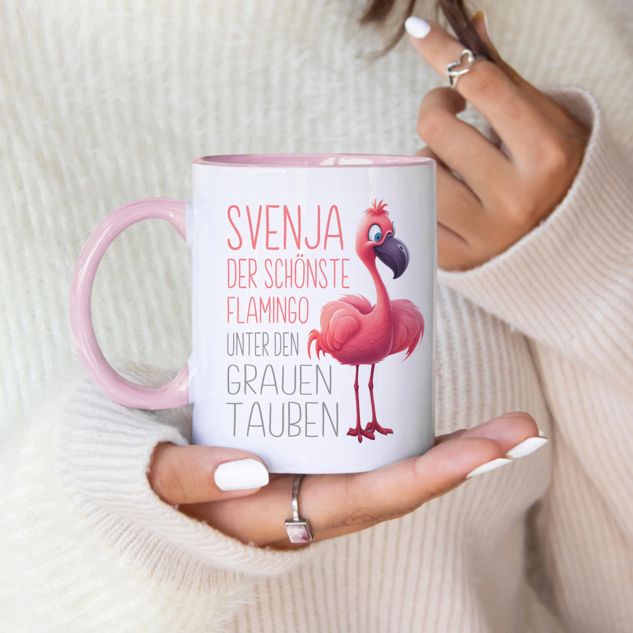 Personalisiert Flamingo Tasse Mit Namen – 330 Ml, Keramik, Spülmaschinengeeignet