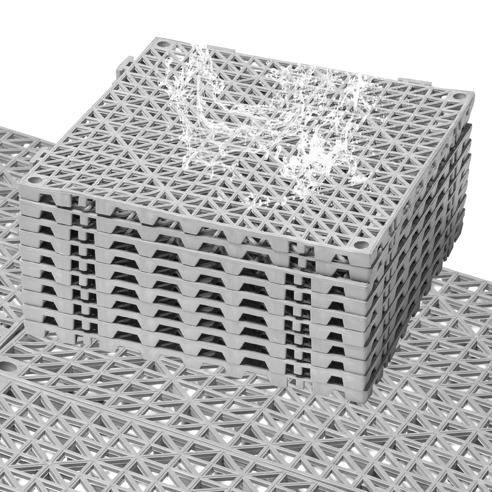 WENQUIT 8PCS Interlocking Drainage Mat, 12" x 12" Non-Slip Splicing Rubber Drainage Floor Mats with Holes, Cushioning Floor Tiles Mats for Deck,