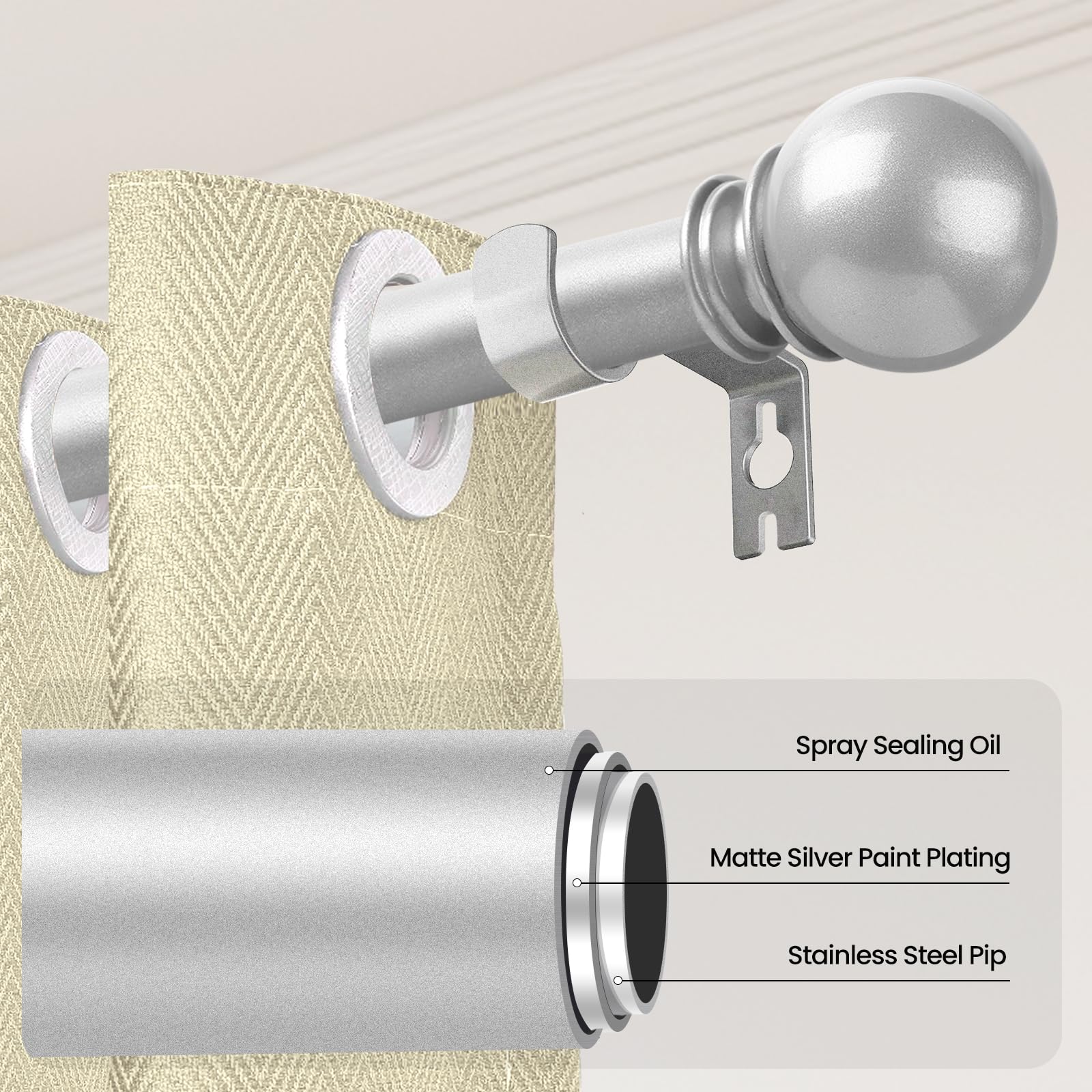 IFELS Bastoni per tende resistenti per finestre da 71 a 120 cm, 2 pezzi