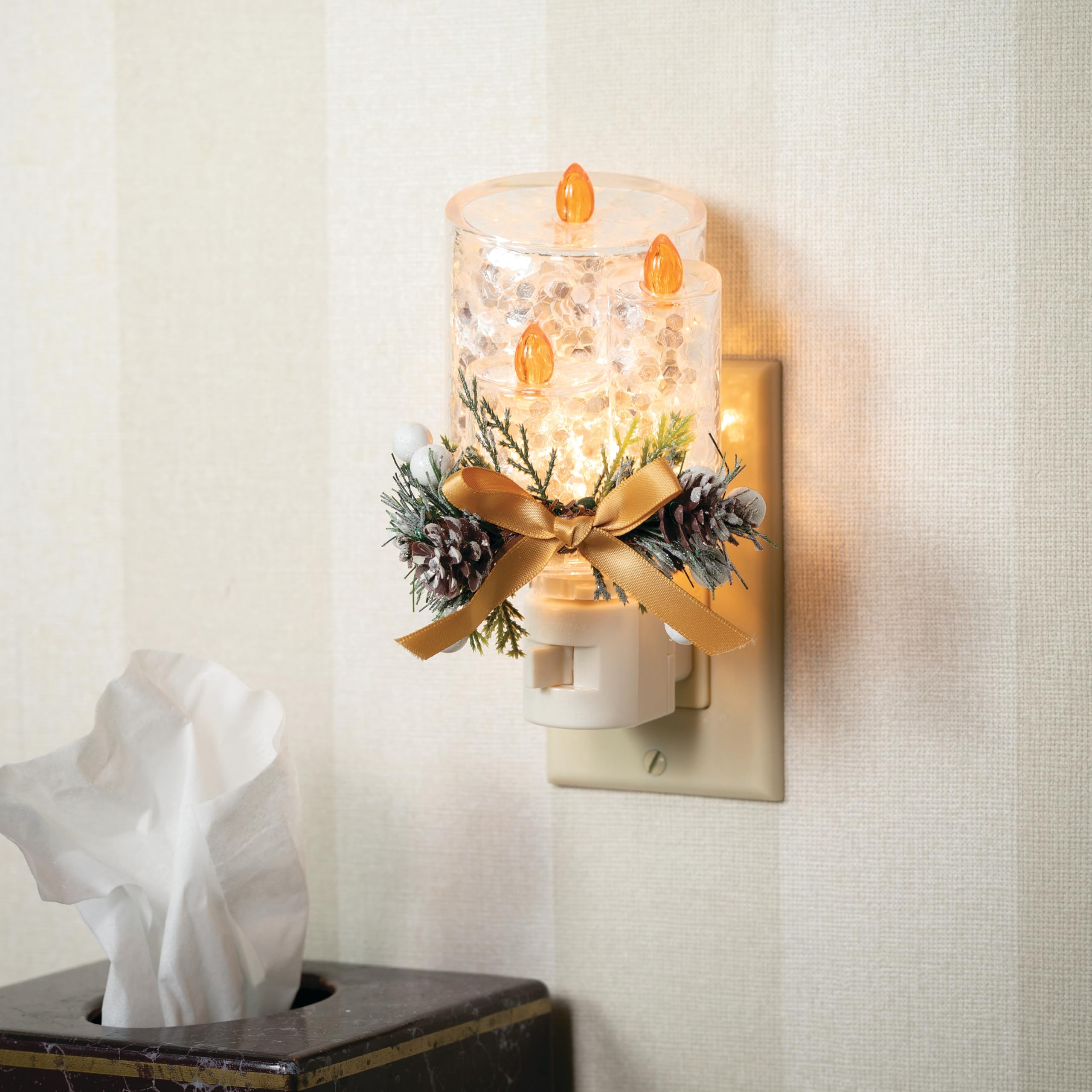 Sullivans Holiday Candle Nightlight, Holiday Decor, Christmas Nightlight, Christmas Decorations, Night Light for Hallway, Bedroom and Bathroom