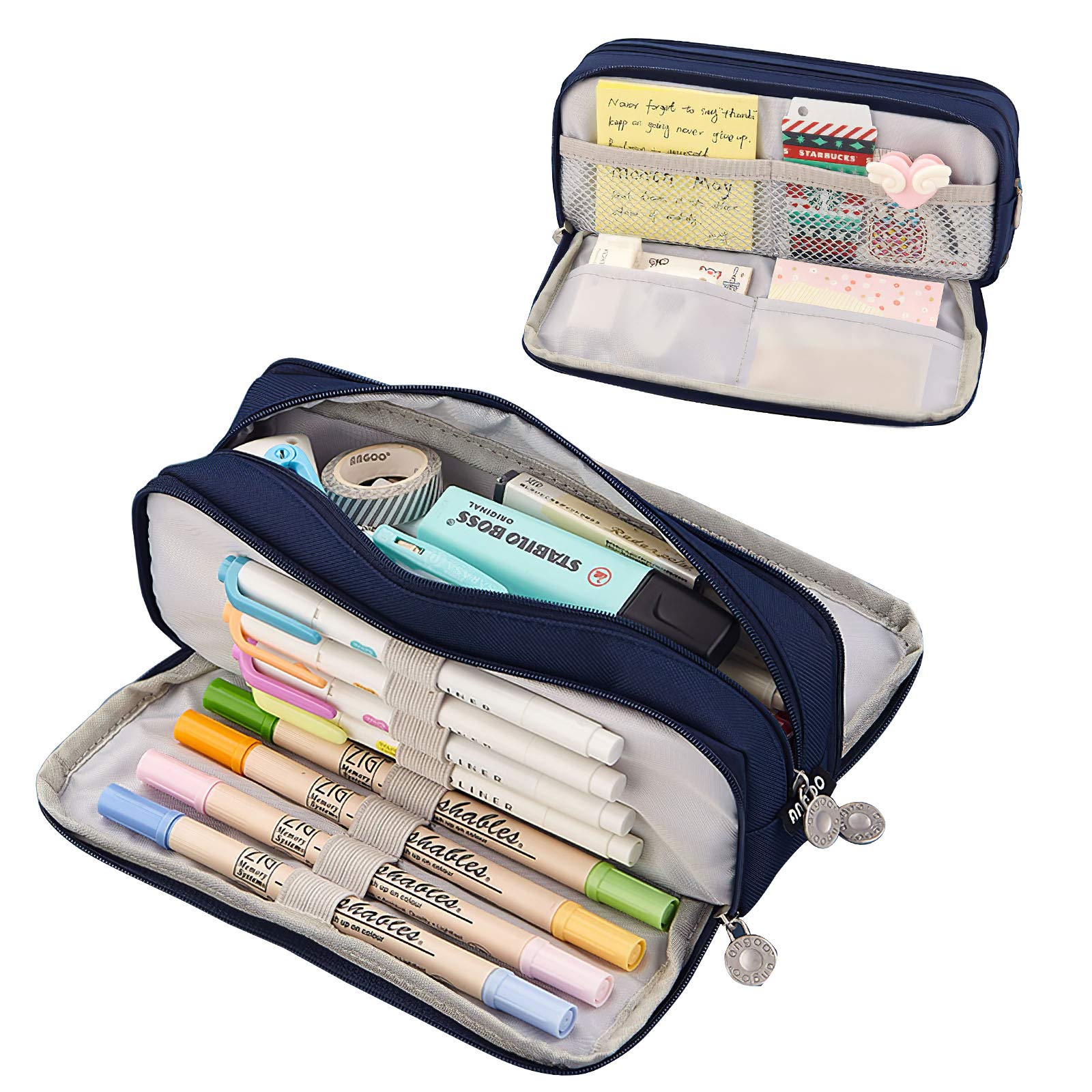 Coolzon - Estuche de lápices para niñas y niños, gran capacidad con 3 compartimentos, estuche de lápices para la escuela, papelería, maquillaje, para niños, mujeres, hombres, adolescentes, estudiantes