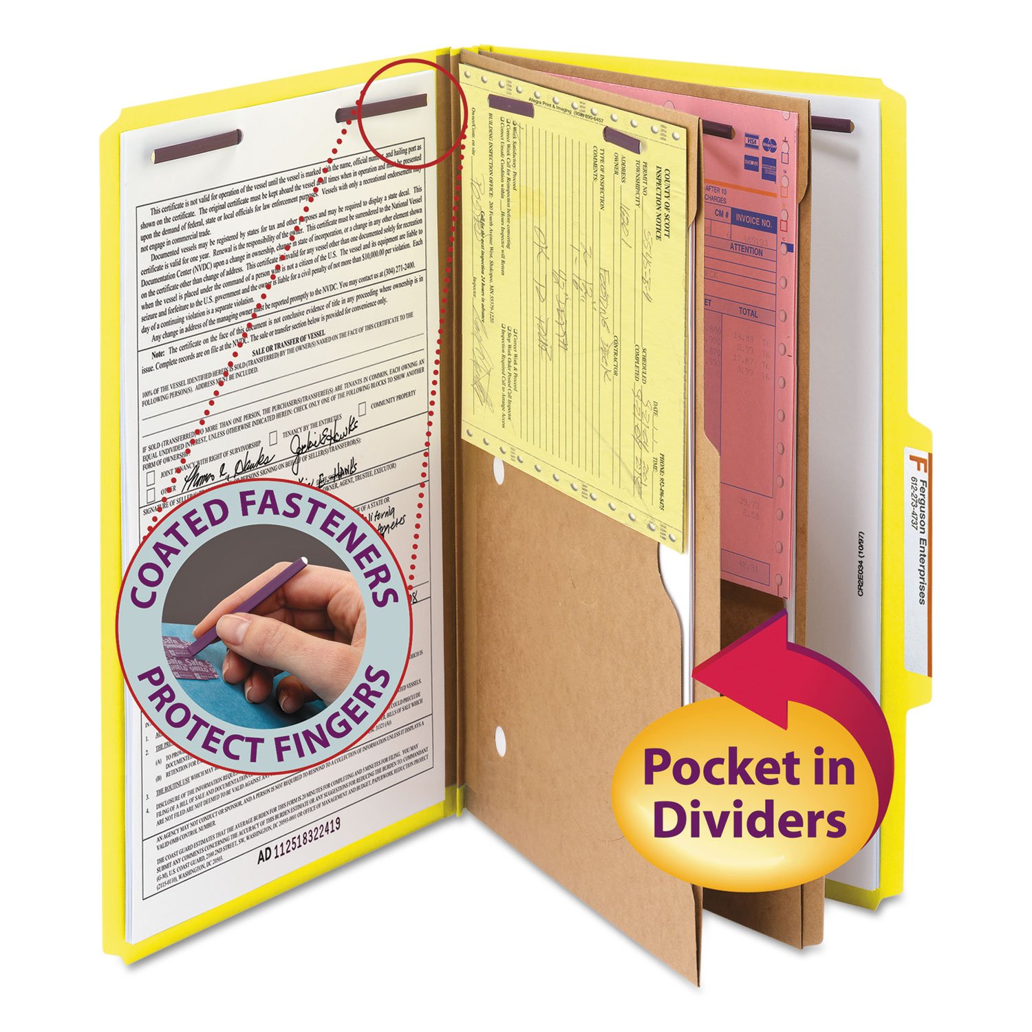 Smead Classification Folders, Pocket Style Divider Legal Yellow Giallo cartella