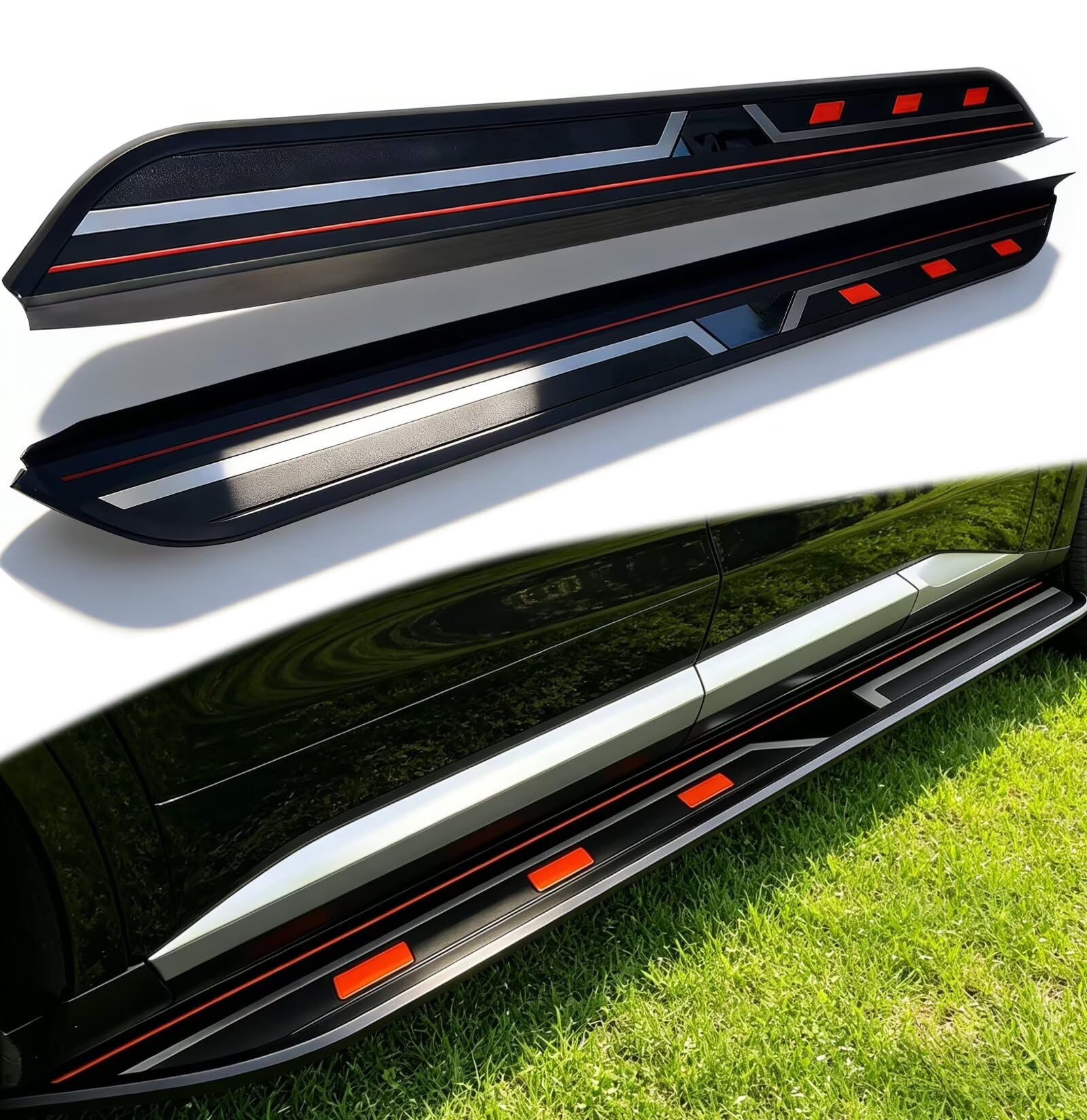 Deski do biegania do Chery TIGGO 4 PRO 2020-2026, 2 szt. aluminiowych stałych stopni bocznych (z uchwytem), zestaw bez wiercenia, zestaw śrub | DIY Project SUV, akcesoria do szyn, czarne (1 zestaw
