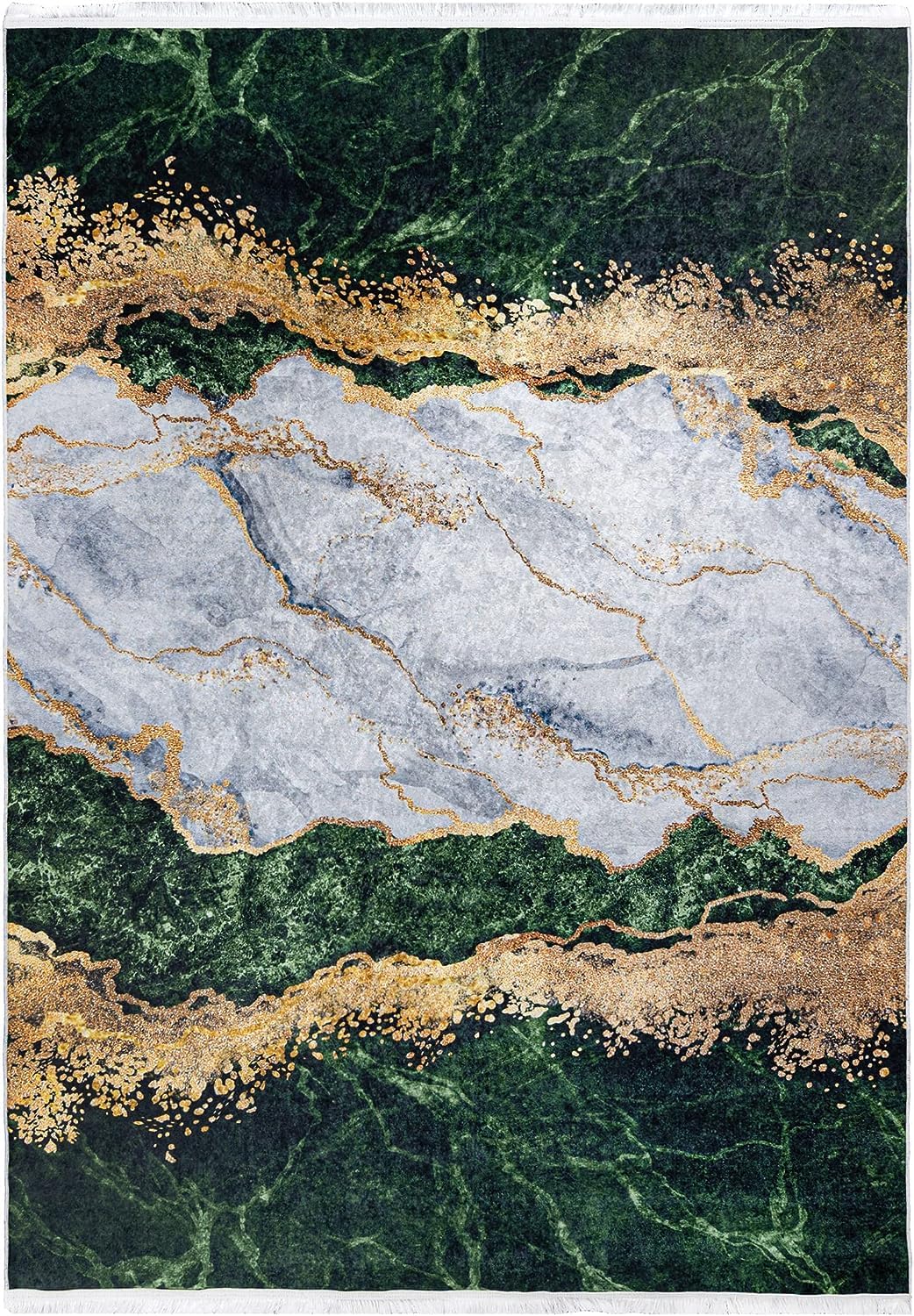 Mazovia Groß Teppich Wohnzimmer 160x230cm Grün Gold Abstrakt Glamour