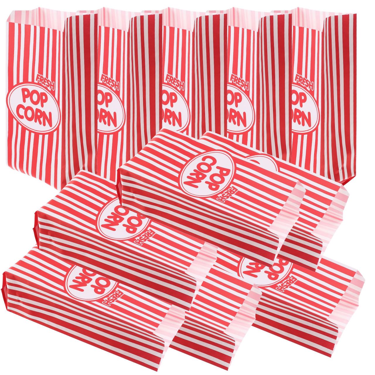 Ölbeständige Papierbeutel für Popcorn und Kleine Geschenke | Tragbar für Geburtstag und Draußen, Glänzendes Design, 100 Stück Pack, für Mitgebsel und Snacks