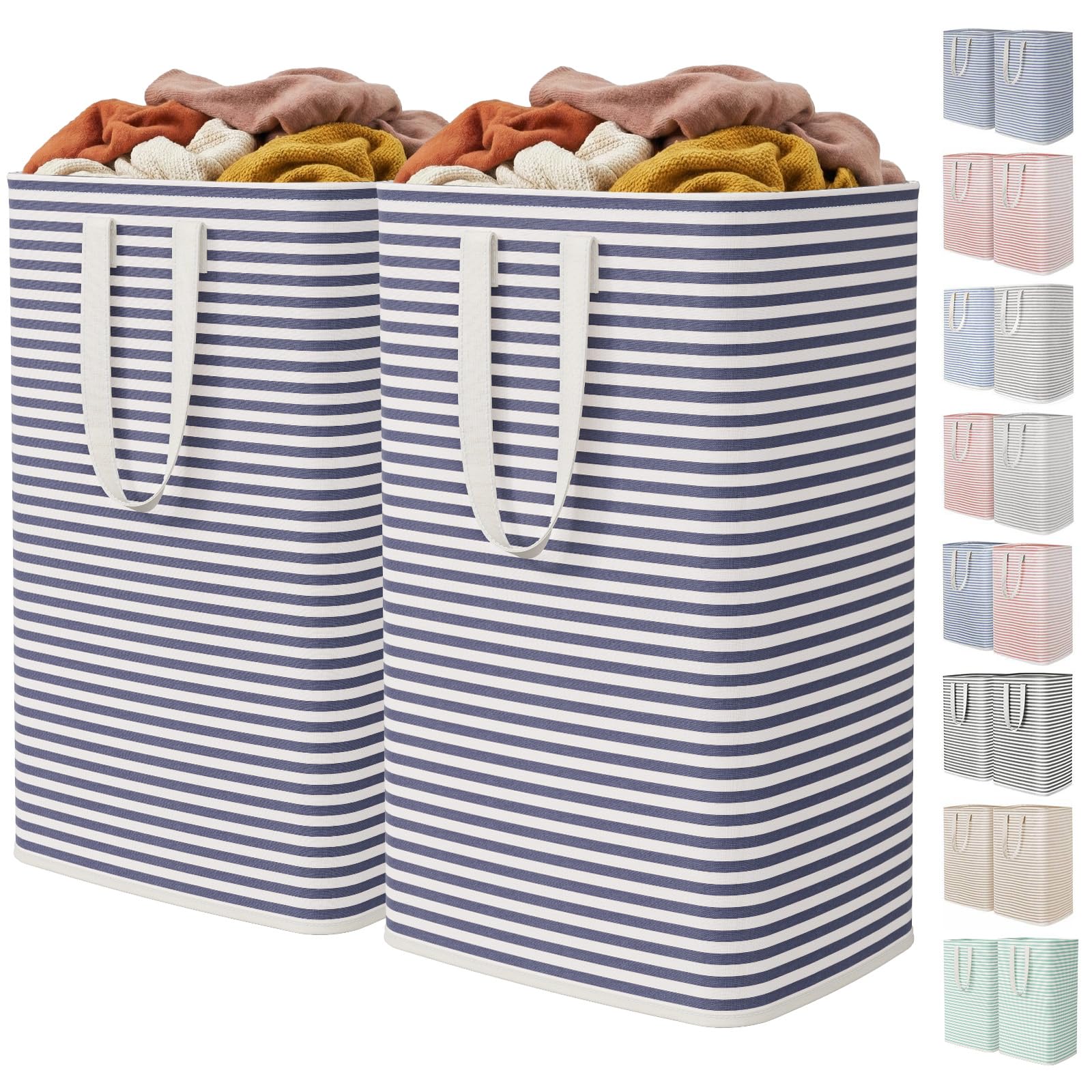 Lifewit 80L Large Laundry Baskets, Laundry Hampers Bags, 2 Pack, Navy Blue
