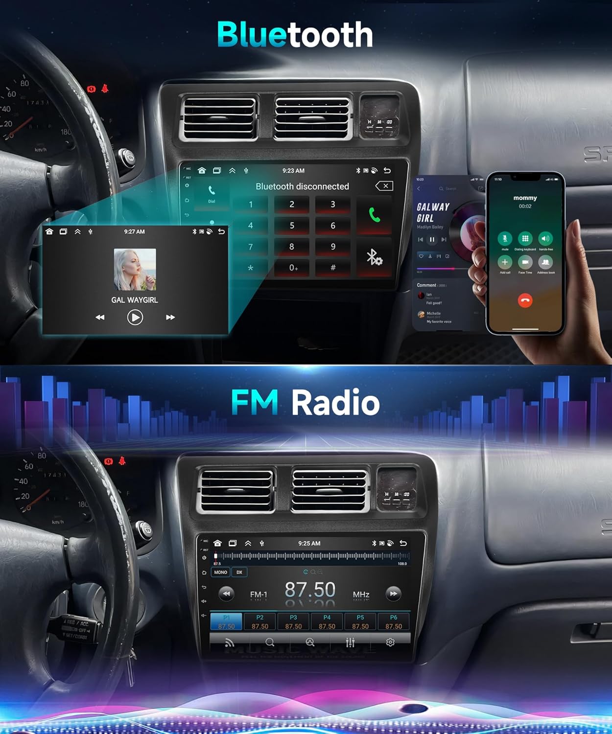 2G+64G 【16EQ】 Radio for Toyota Corolla 1991-1997 Manual A/C Car Stereo with 9'' HD IPS Touch Screen Wireless Carplay Android Auto MirrorLink GPS WiFi 28UI Bluetooth RDS FM Radio Backup Camera