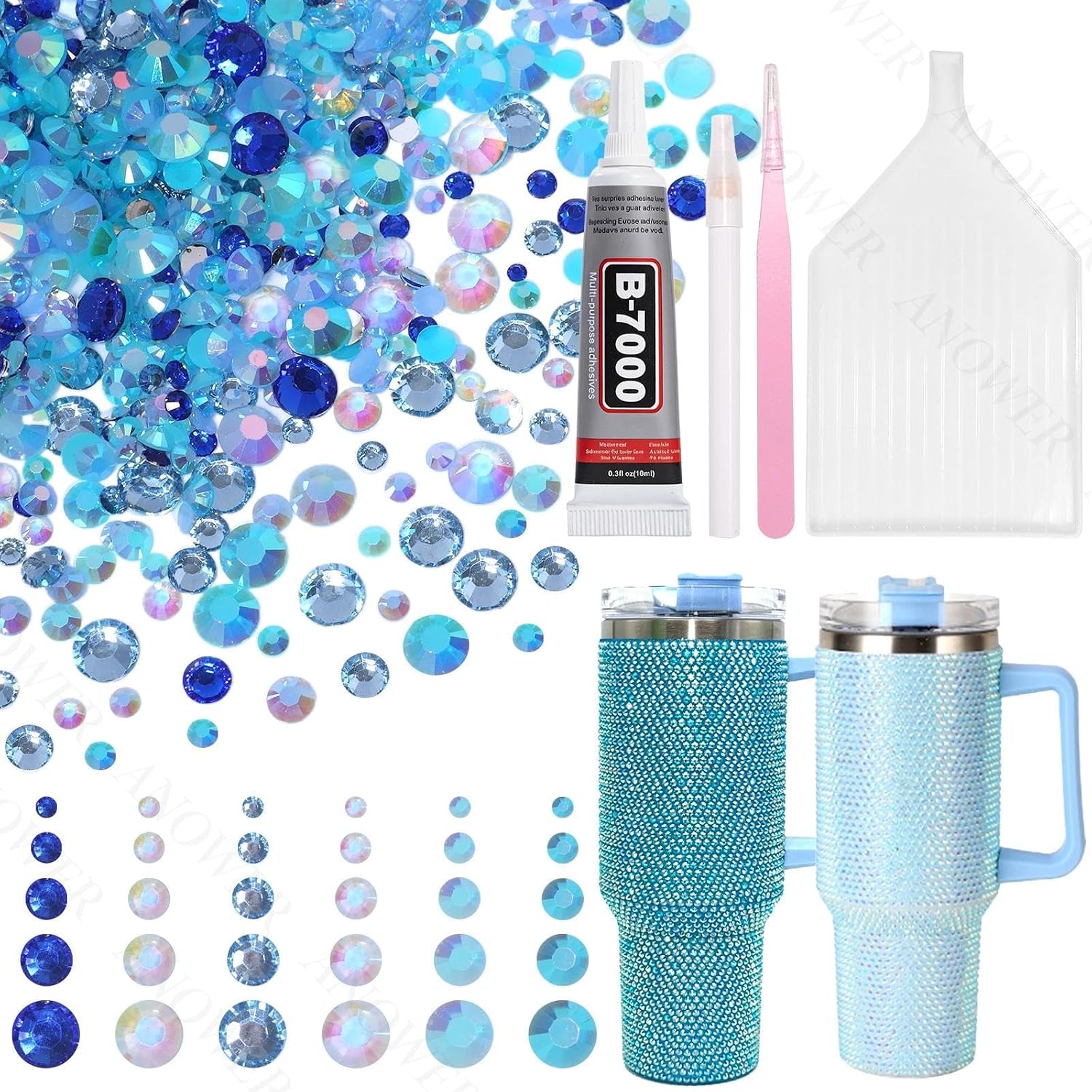 16000 Pcs Mixed Light Color Resin Flatback Rhinestones for Bedazzling Kit, 2-6mm Flatback Resin Gems for Crafting, Bedazzling Kit for Crafts DIY Face Makeup Tumblers