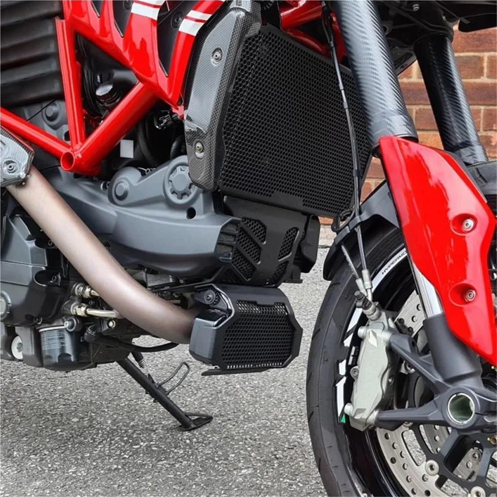 Oil Cooler Guard Chłodnica Protector Osłona Pasuje do Ducati Hypermotard 821 939 SP 2013 2014 2015 2016-2018 Osłona chłodnicy Osłona chłodnicy(HYPERSTRADA LOGO)