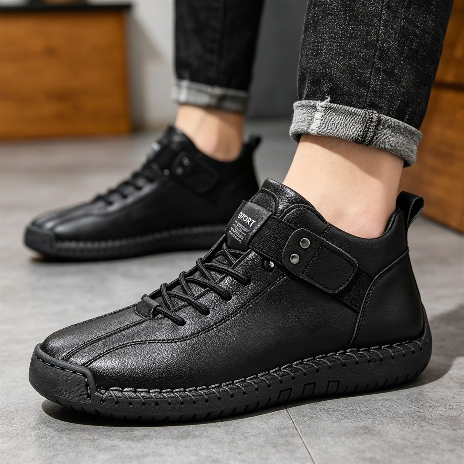 Zapatos ortopédicos mujer ancho H, zapatillas de cuero de talla grande