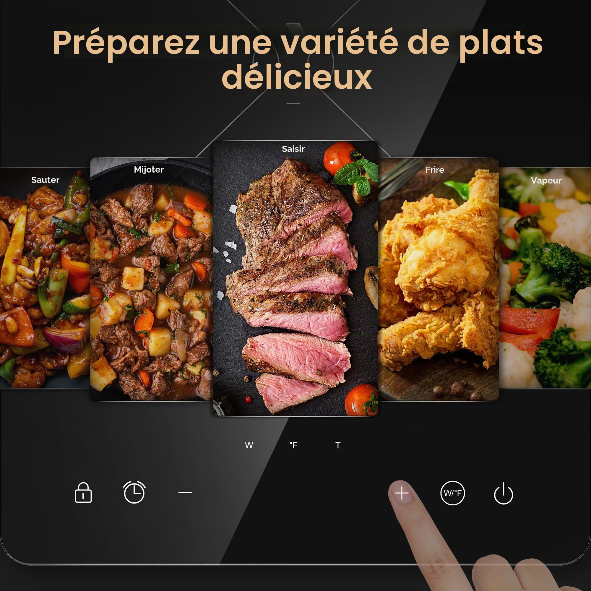 TOKIT Plaque de Cuisson à Induction 2000 W avec 9 Niveaux de Puissance, Minuterie de 90 Minutes, Ultra Fine 40 mm, Noire (M1)