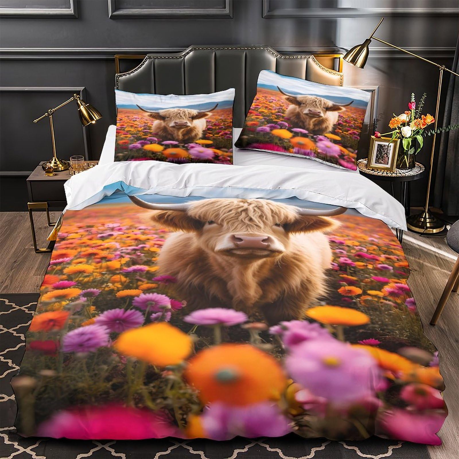 Housse de couette Vache des Highlands 135x200cm en microfibre premium super douce