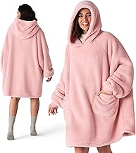 BEDSURE Hoodie Blanket with Sleeves - Cuddly Jumper as Gifts for Women - Wearable Blanket to Put On Adult Cuddly Blanket with Sleeves Soft Warm Gifts for Girlfriend Mothers, Pink 95 x 85 cm