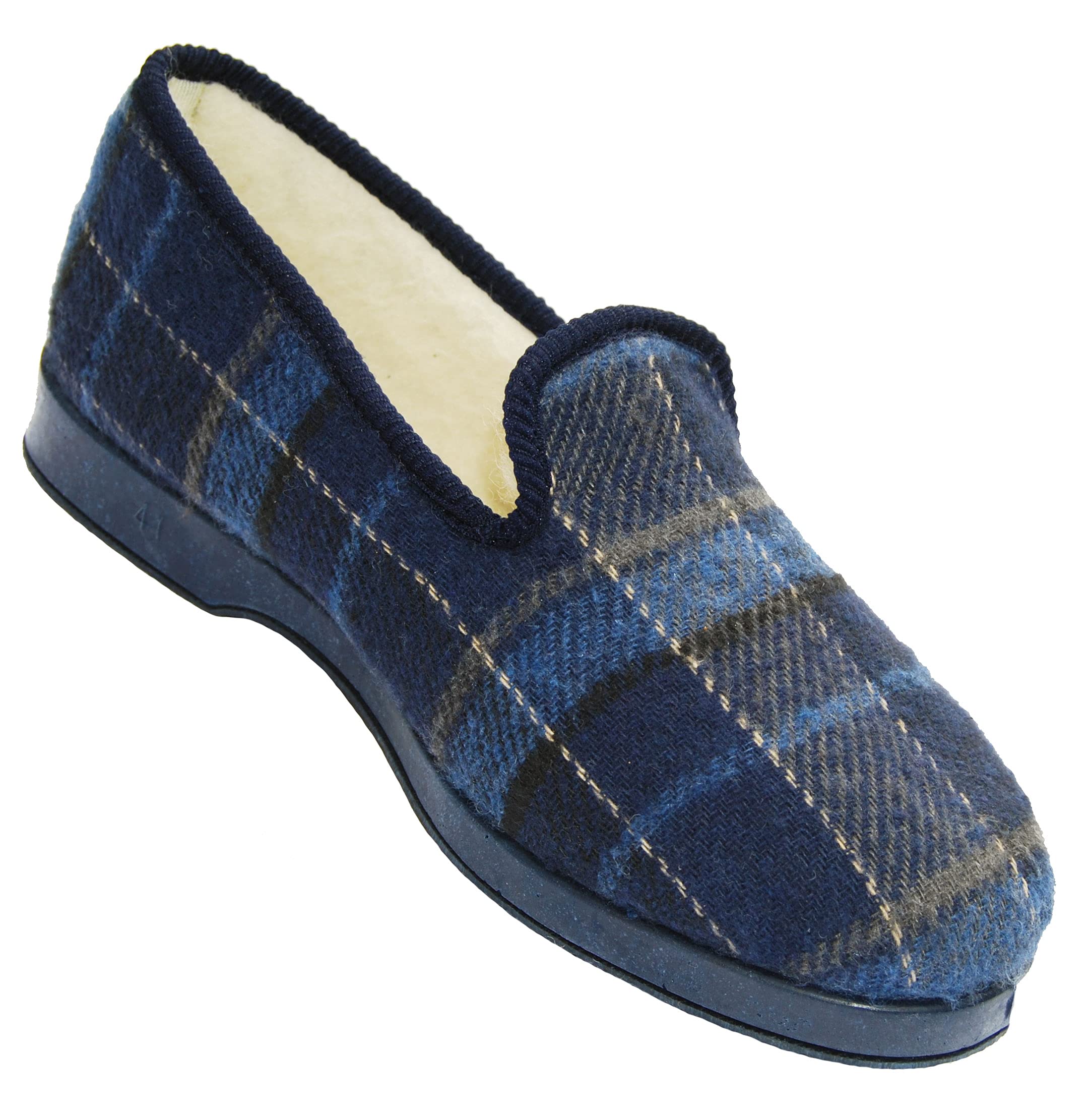 Pantoufles Charentaises pour homme - Dessus lainage - semelles en gomme et intérieur 100% mouton