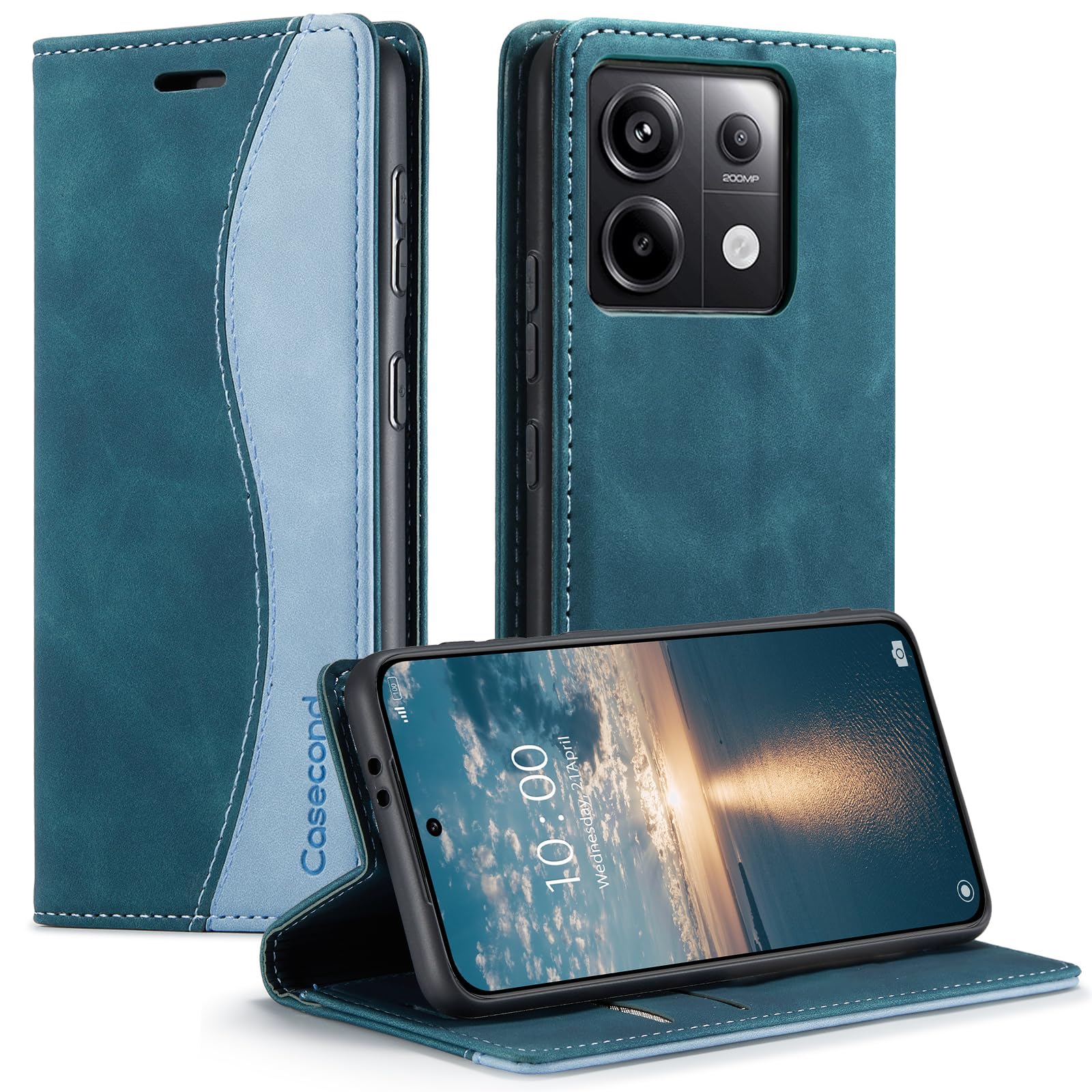 Casecond Funda para Samsung Galaxy A53 5G Cuero Premium Flip Folio Carcasa Case con Tarjetero Fundas Tapa Libro Magnético con Bloqueo RFID Proteccion para Mujeres Hombres - Azul Verde — view 26