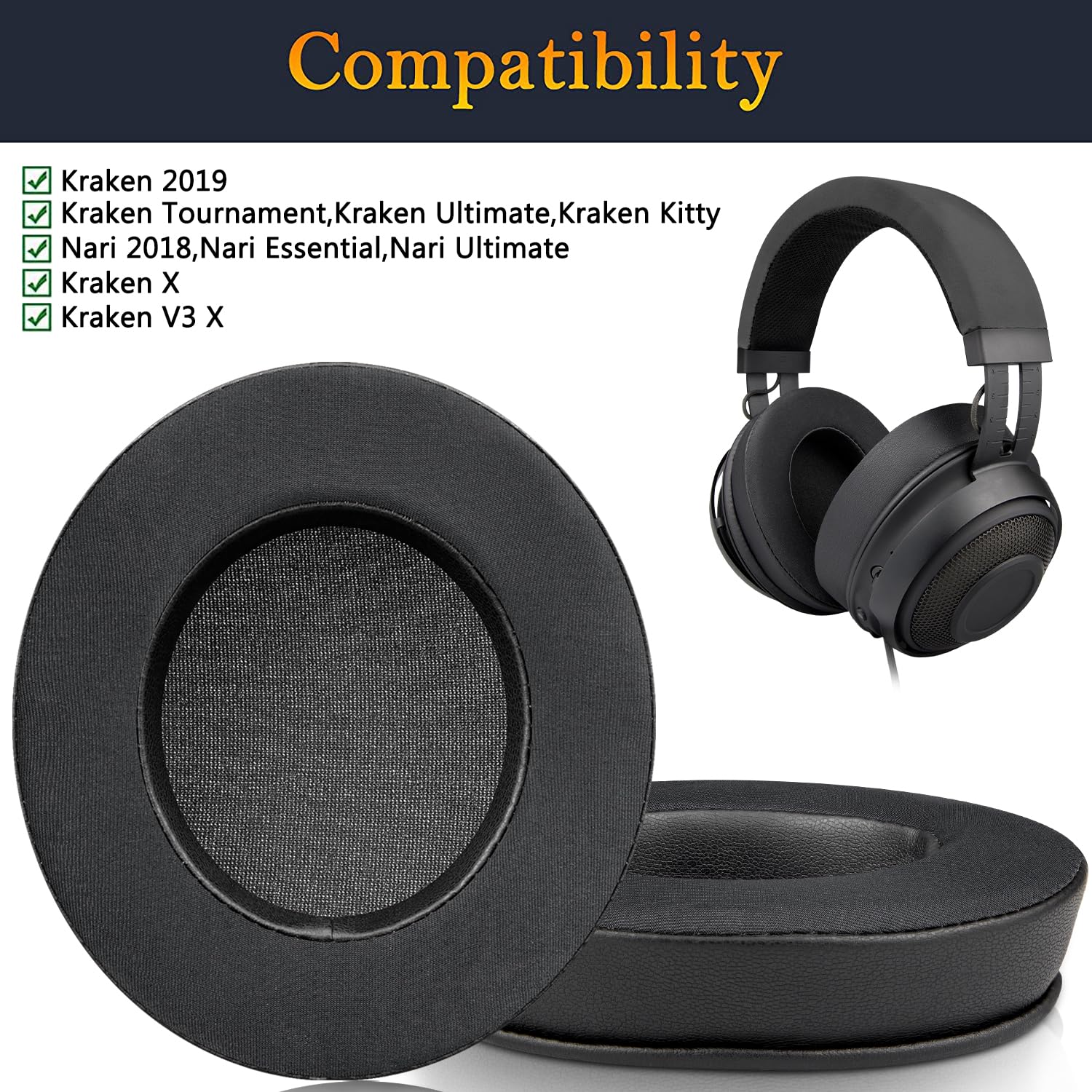 Soulwit Razer Kraken Pro V2 Replacement Ear Cups Earcups Razer