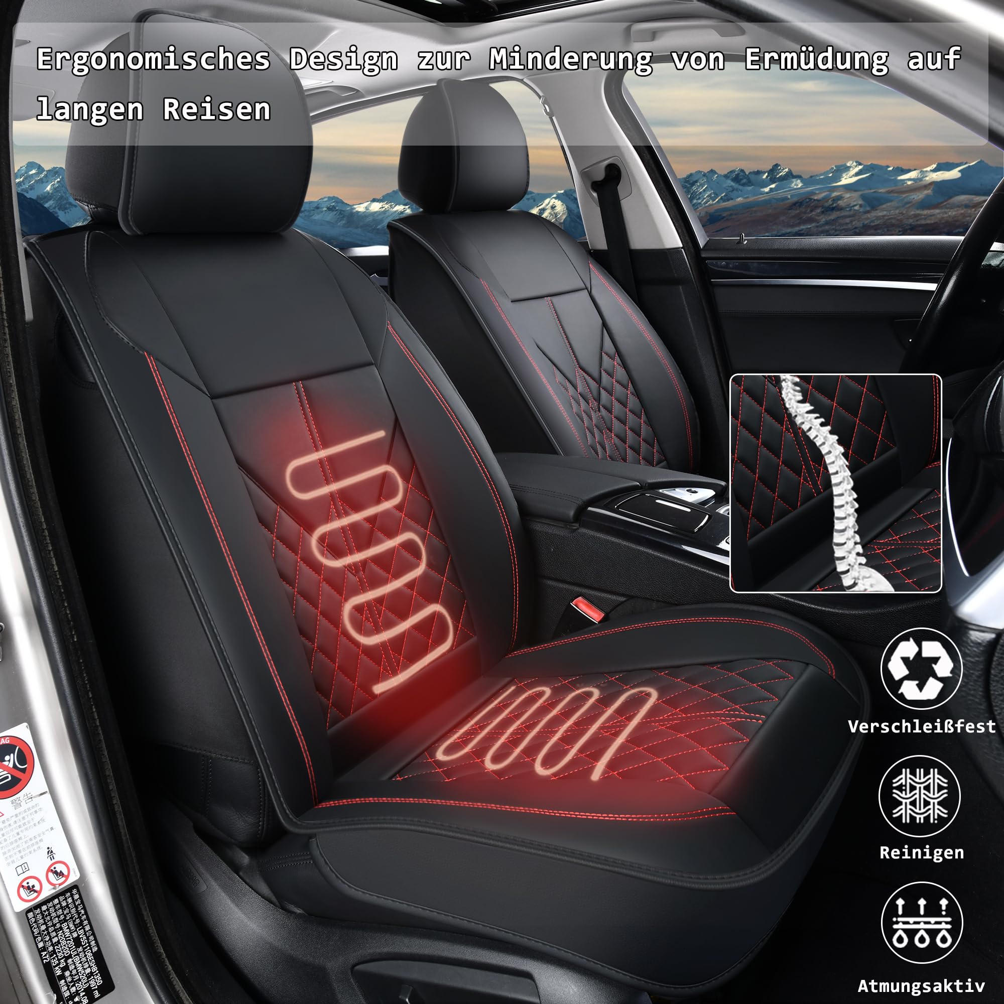 Universelle Auto-Sitzbezüge Komplettset,Wasserdichtes Kunstleder, Atmungsaktiv, rutschfest – Schutz & Haustieren – Für Seat Altea Arona Ateca Ibiza Leon Tarraco