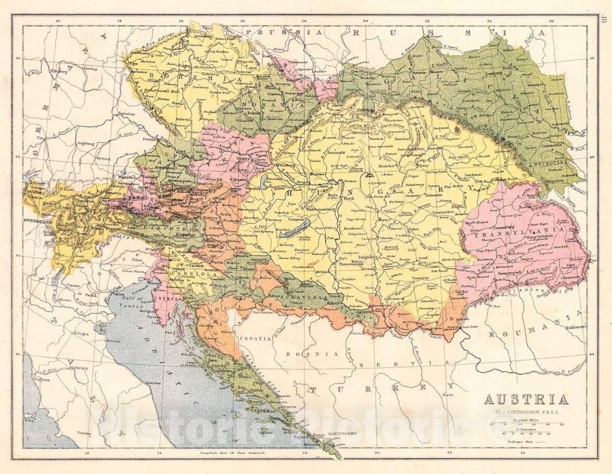 Amazon.com: Historic Map - 1870 Austria - Vintage Wall Art