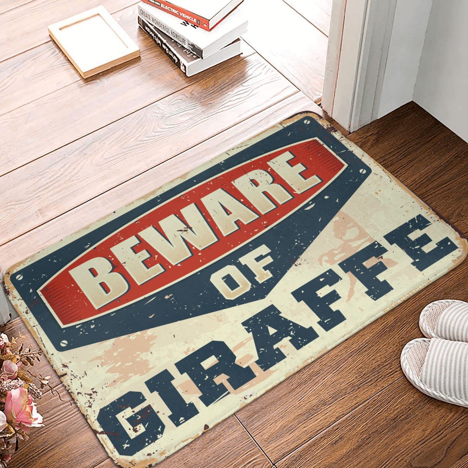 Tapis d'automne accueillant avec motif girafe pour entrée de maison