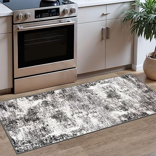 Miniatura 21 de Alfombra moderna y abstracta de área pequeña para interior de 3 x 5 pies, alfombra lavable, antideslizante, suave, verde salvia, gris, alfombra de