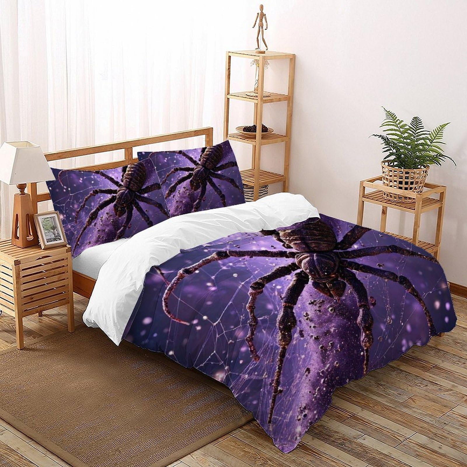 Housse de couette araignée king size 220x240 en microfibre douce et facile à laver pour enfant