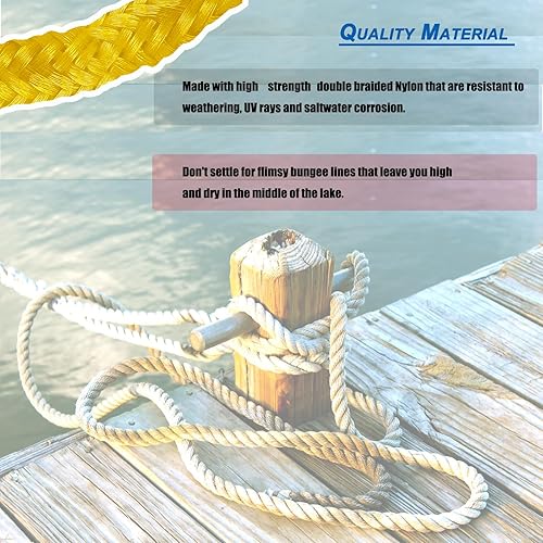 Miniatura 2 de Líneas de muelle elástico para barcos, 2 cuerdas de barco para acoplamiento con bucle y líneas de amarre de clip de acero, accesorios plegables para