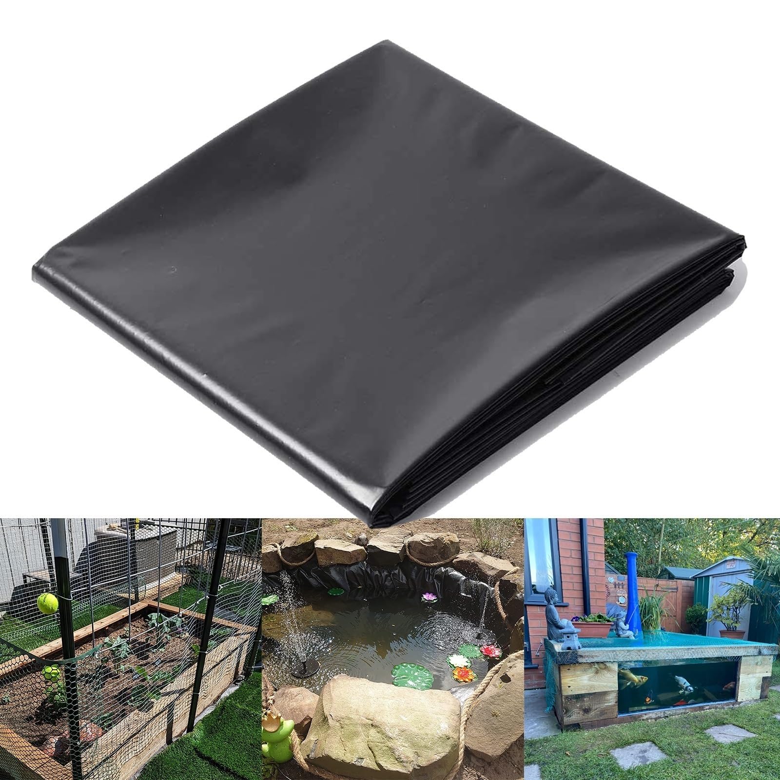Revestimiento Negro de Primera Calidad para estanques: Membrana Flexible e Impermeable (8x5 Metros) Apta para estanques de Peces y Piscinas, y soluciones de paisajismo para Jardines resisten