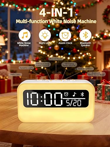 Miniatura 2 de Máquina de sonido de ruido blanco 4 en 1 con 24 sonidos relajantes, luz nocturna ajustable para niños y adultos, altavoz Bluetooth recargable de