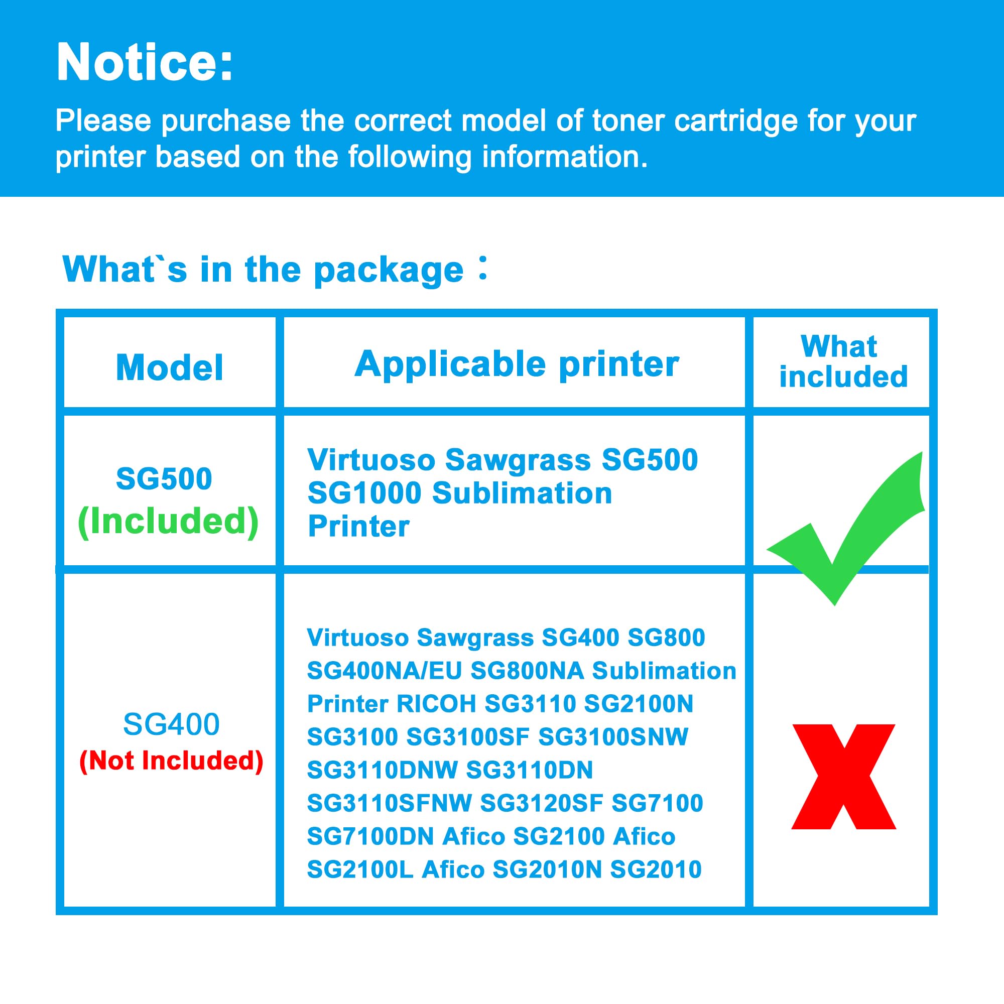 LCL Cartucho de Tinta de Sublimación SG500 SG1000 PRINTAN Dink High Yield (8PK 2K2C2M2Y) Reemplazo para Sawgrass Virtuoso SG500 SG1000 Sublimation Printer