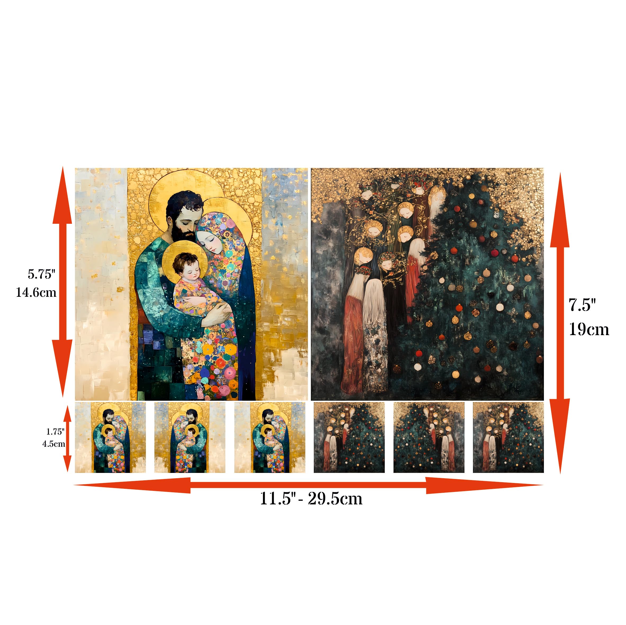 Holy Family Decoupage-Reispapier, 21 x 29 cm, 4 Blatt, 32 Stück, 8 einzigartige Designs, vielseitige Designs für Kunstprojekte und Bastelarbeiten CRAFT KREATIVELY