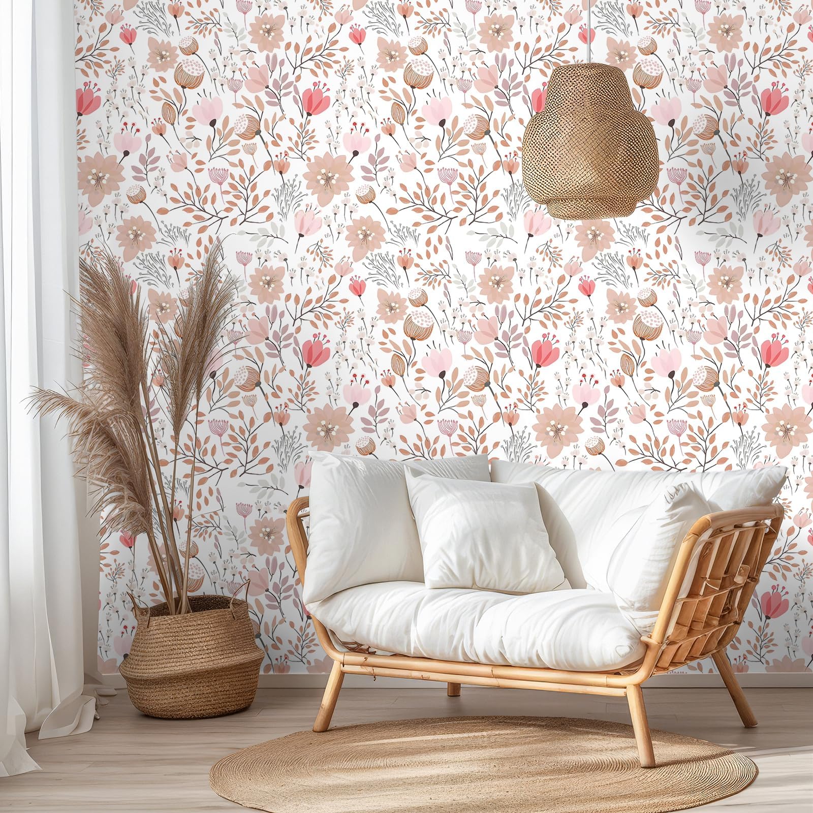Amazon | VEELIKE 花柄 壁紙シール ピンク 花柄 壁紙 クロス