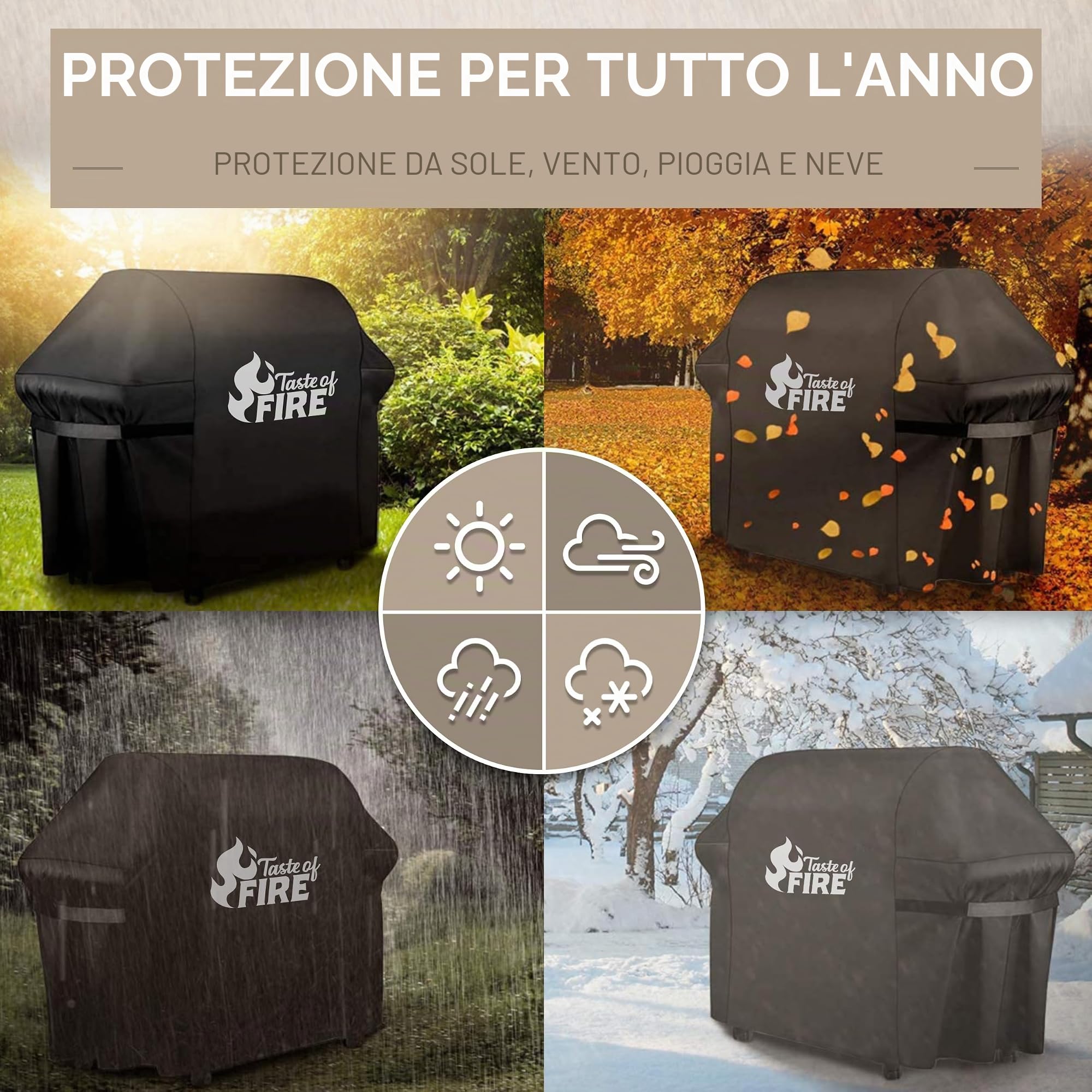 BBQ - Copertura per barbecue [122 x 61 x 147 cm] – innovativa – resistente alle intemperie, Copertura impermeabile [100%]