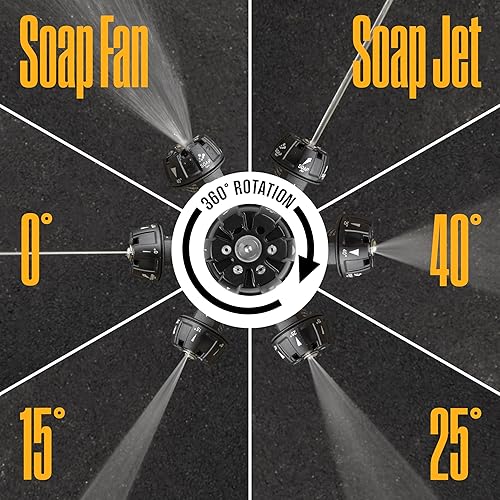 Miniatura 5 de Westinghouse Outdoor Power Equipment Accesorio de boquilla 6 en 1 para lavadora a presión - 3600 PSI máximo, conector de 14 pulgadas - para