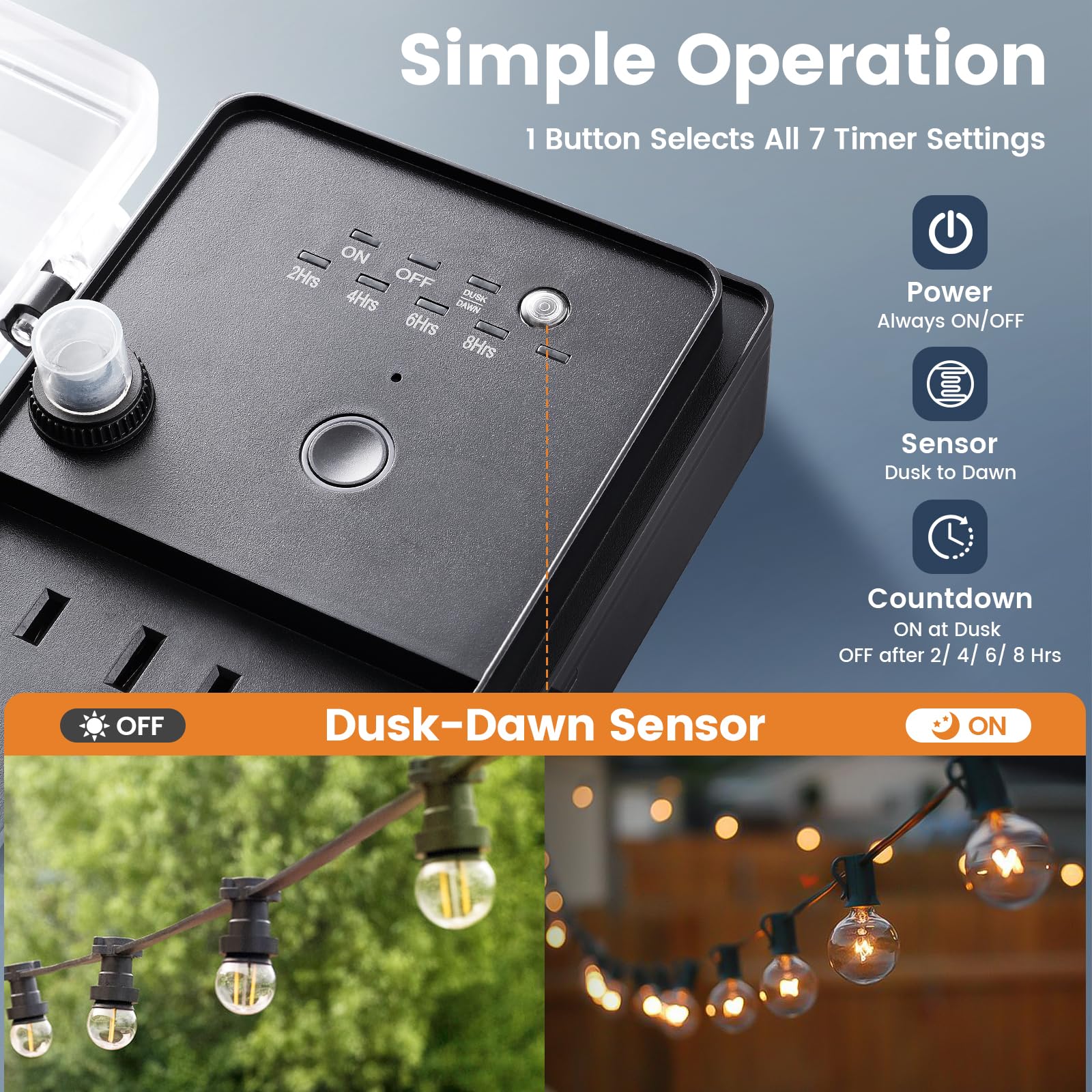 SURAIELEC Outdoor Smart Plug WiFi Power Stake Light Timer and Remote Control with Photocell Dusk to Dawn Timer — view 4