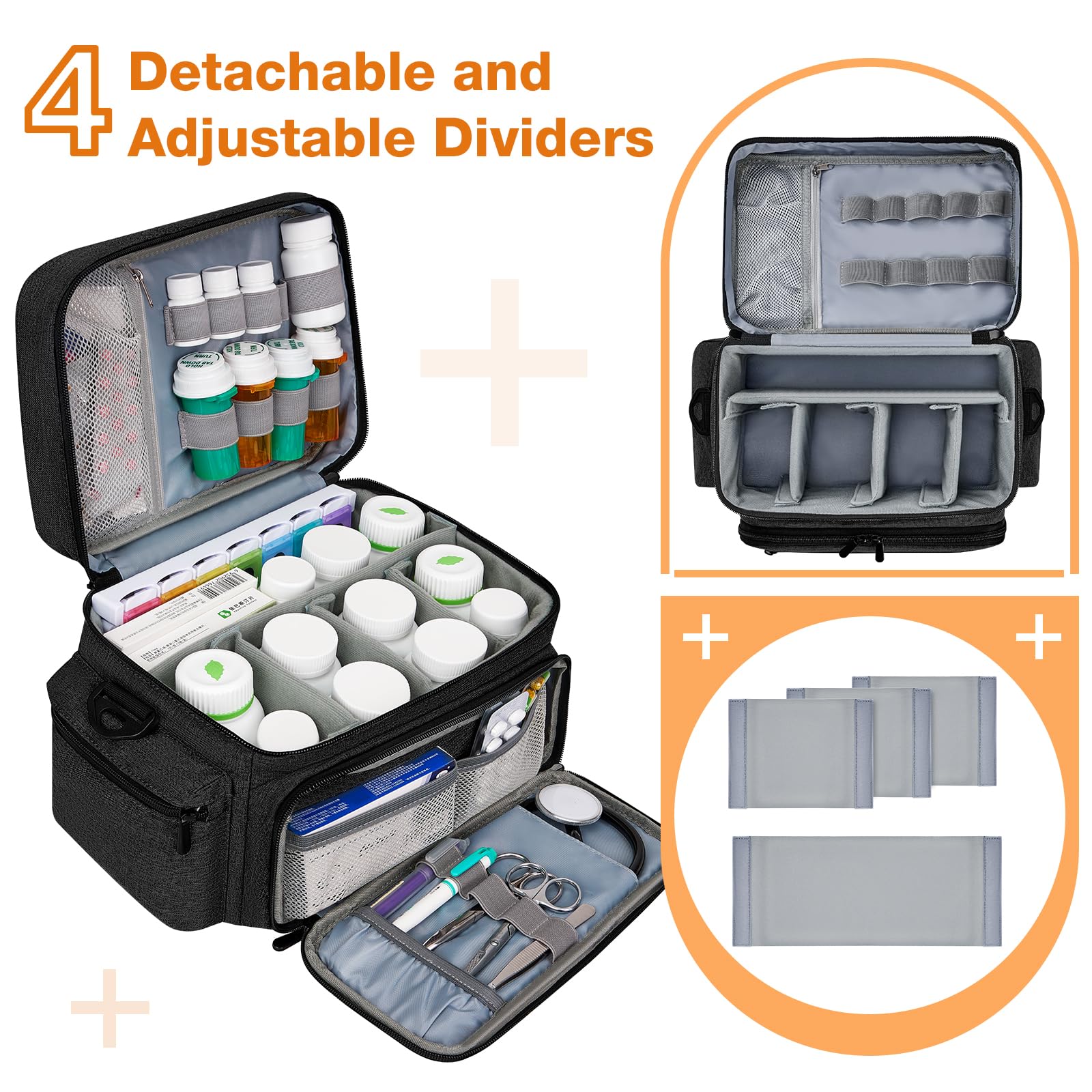 Eurhomewit Sac Médical de Premiers Secours avec Bandoulière pour Infirmière et Médecins - Visites à Domicile, Soins de Santé, Hospice et Voyage