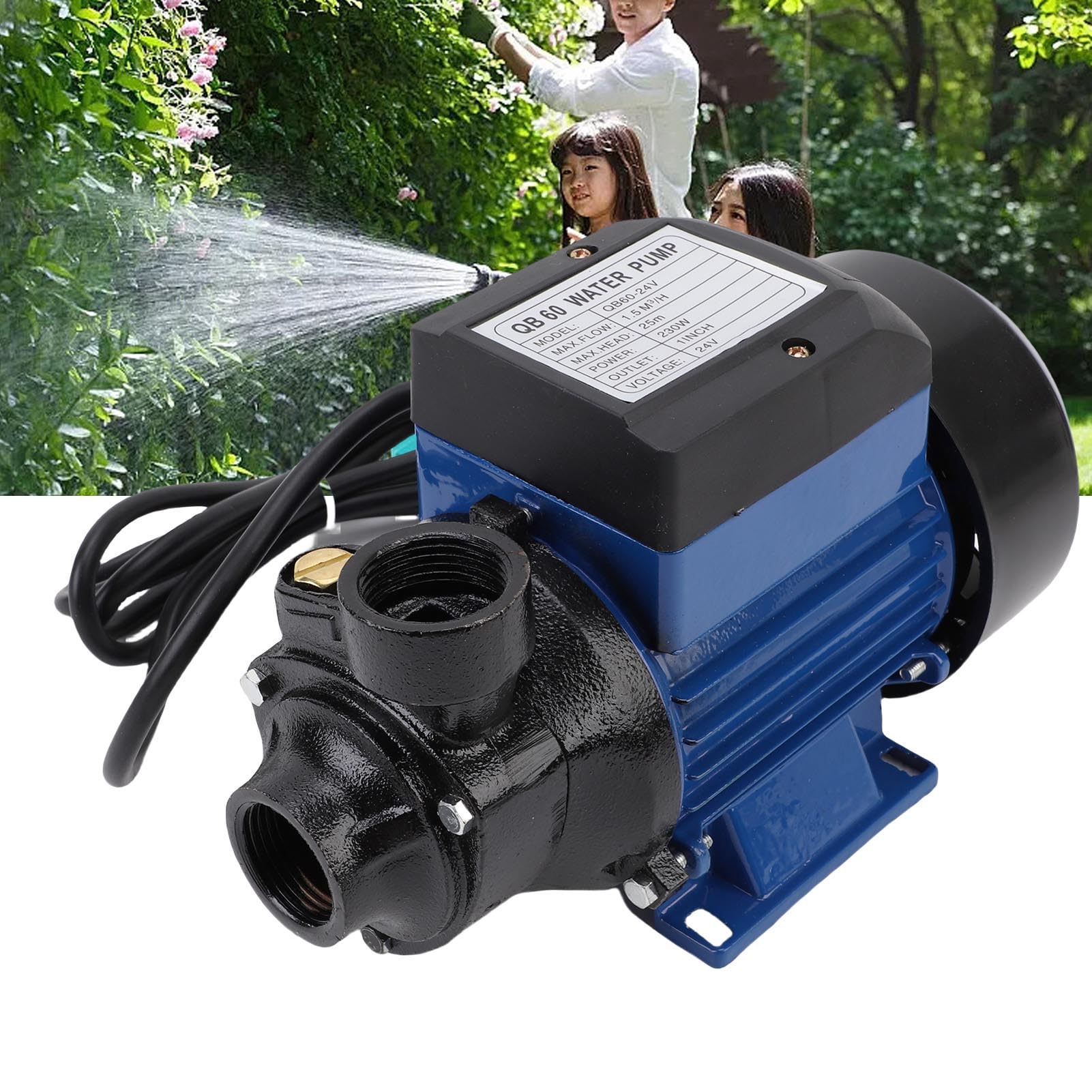 Changor Pompa Wodna 24 V o Wysokim Udźwigu Trwała Pompa 230 W do Domowego Nawadniania Rolniczego Odlew Aluminiowy 1-calowy Wylot