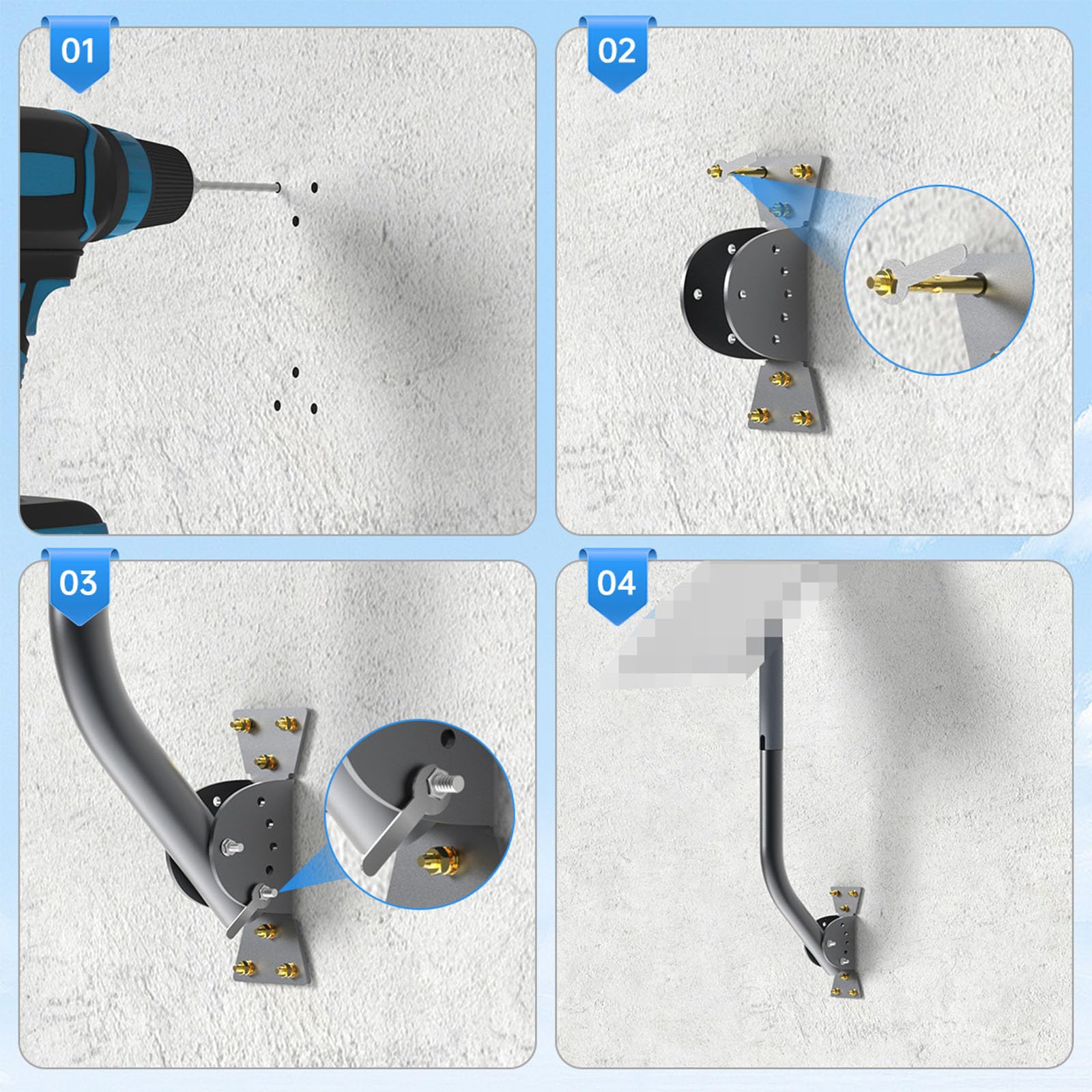 Support moderne et modifiable avec structure d'organisation des fils qui garantit une installation propre des antennes et un affichage optimal - Marquage permanent pour l'extérieur