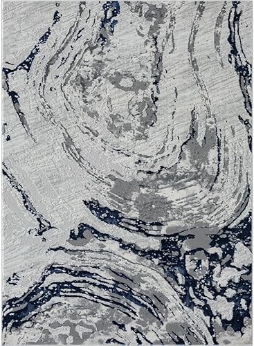 Miniatura 3 de LUXE WEAVERS Alfombra de área azul 5x7 con diseño de remolino de mármol