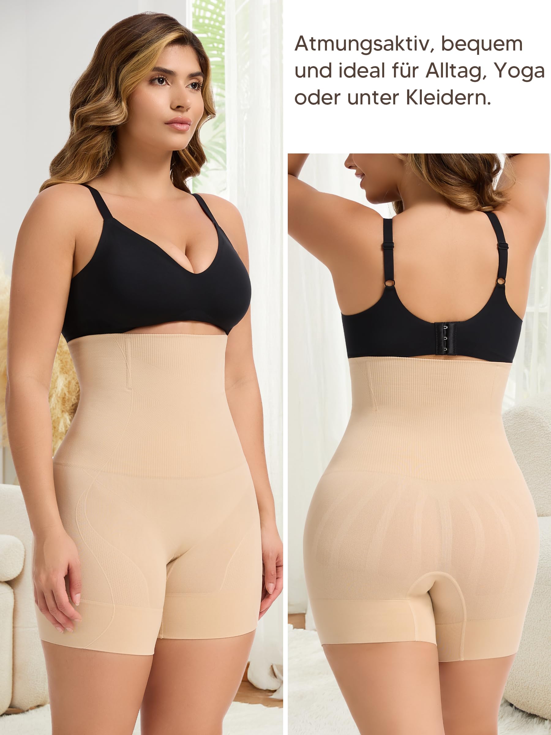 SLIMBELLE Damskie majtki wyszczuplające brzuch, wysoka talia, bielizna modelująca figurę, majtki silnie formujące, bezszwowe szorty modelujące sylwetkę