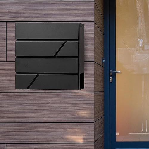 Miniatura 3 de Buzón de acero con bloqueo montado en la pared al aire libre en Valencia Carbon Black, Tamaño 4.3"D x 14.3"W x 14.3"H, El modelo MD25N cuenta con